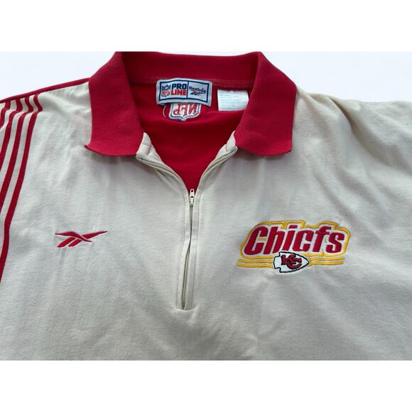Vintage 90s Reebok NFL Pro Line Kansas City Chiefs Polo Mens XL W/ Spellout TYPO - Picture 8 of 11